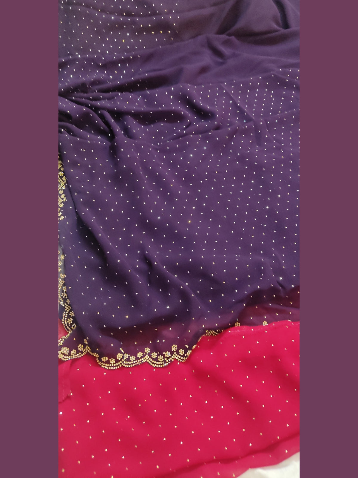 Wine Red color georgette Saree