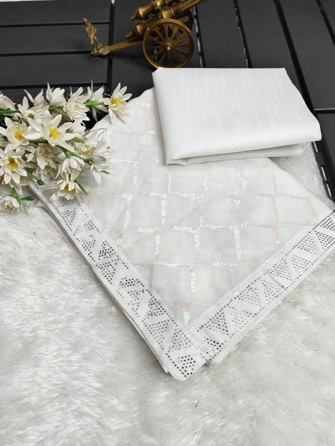Chiffon Georgette sarees -White