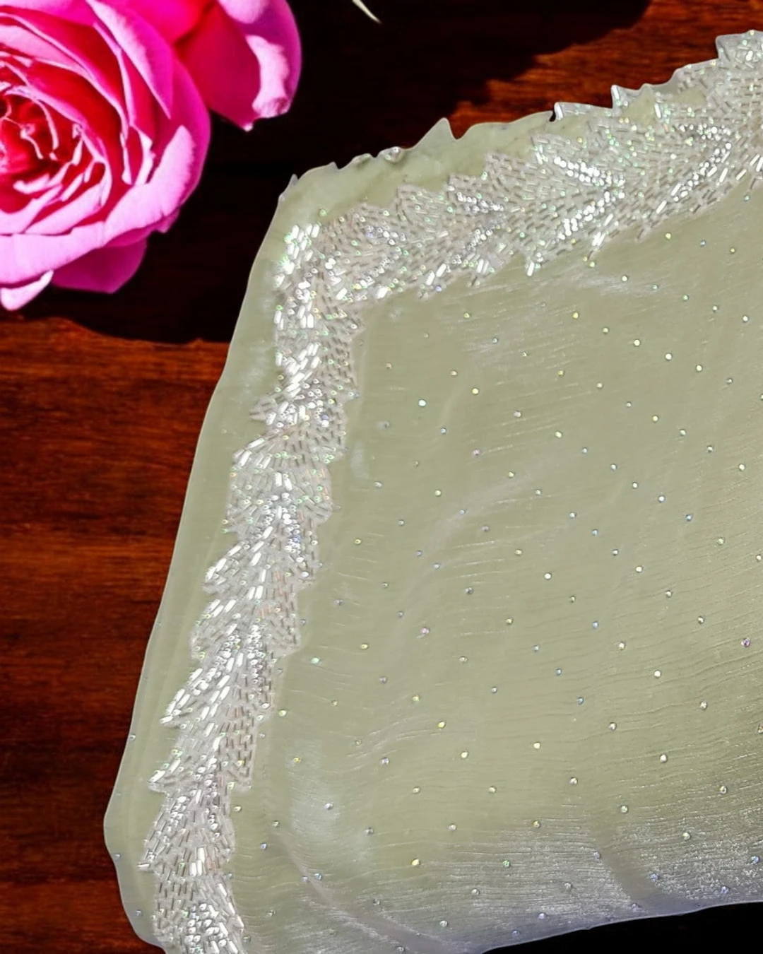 Sage Swarovski Luxe Organza Silk