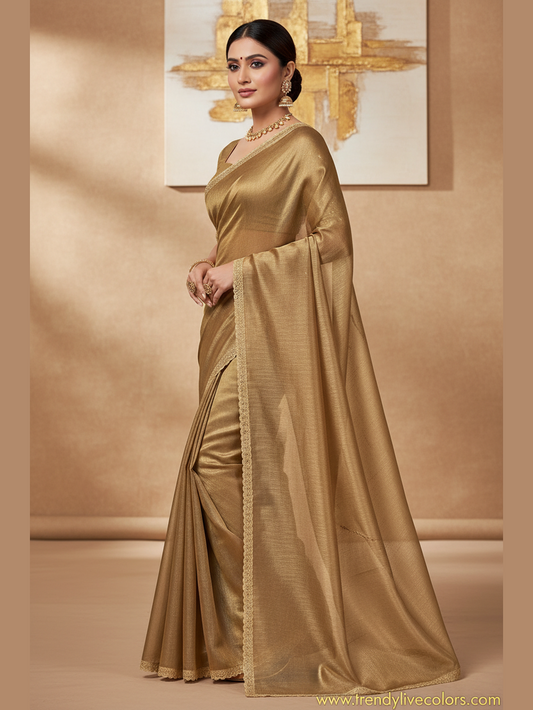 Golden Alia Shimmer Silk Saree