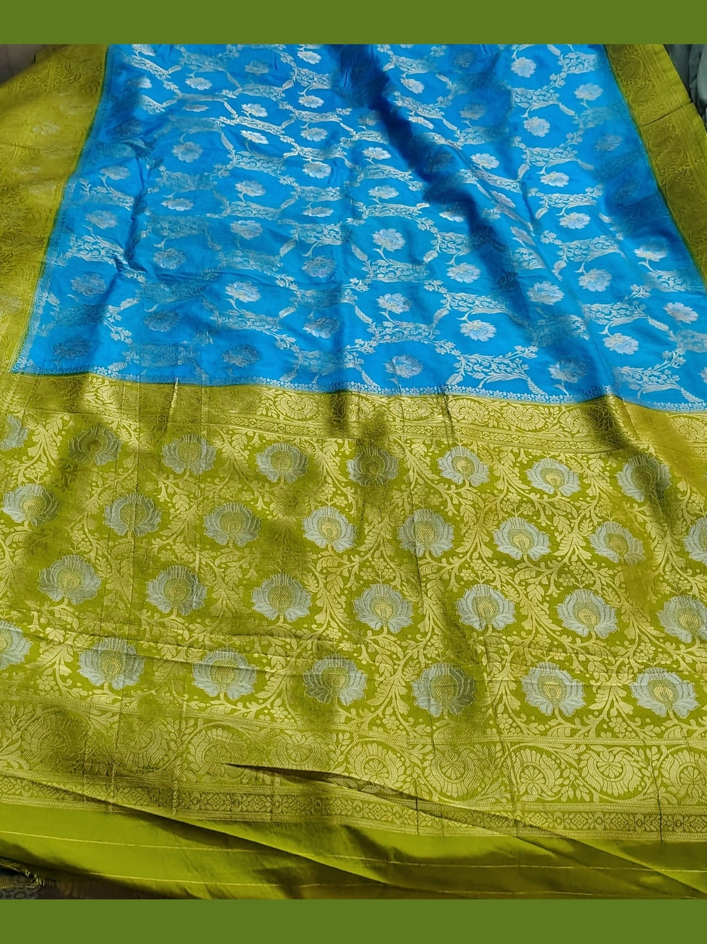 Silver zari saree