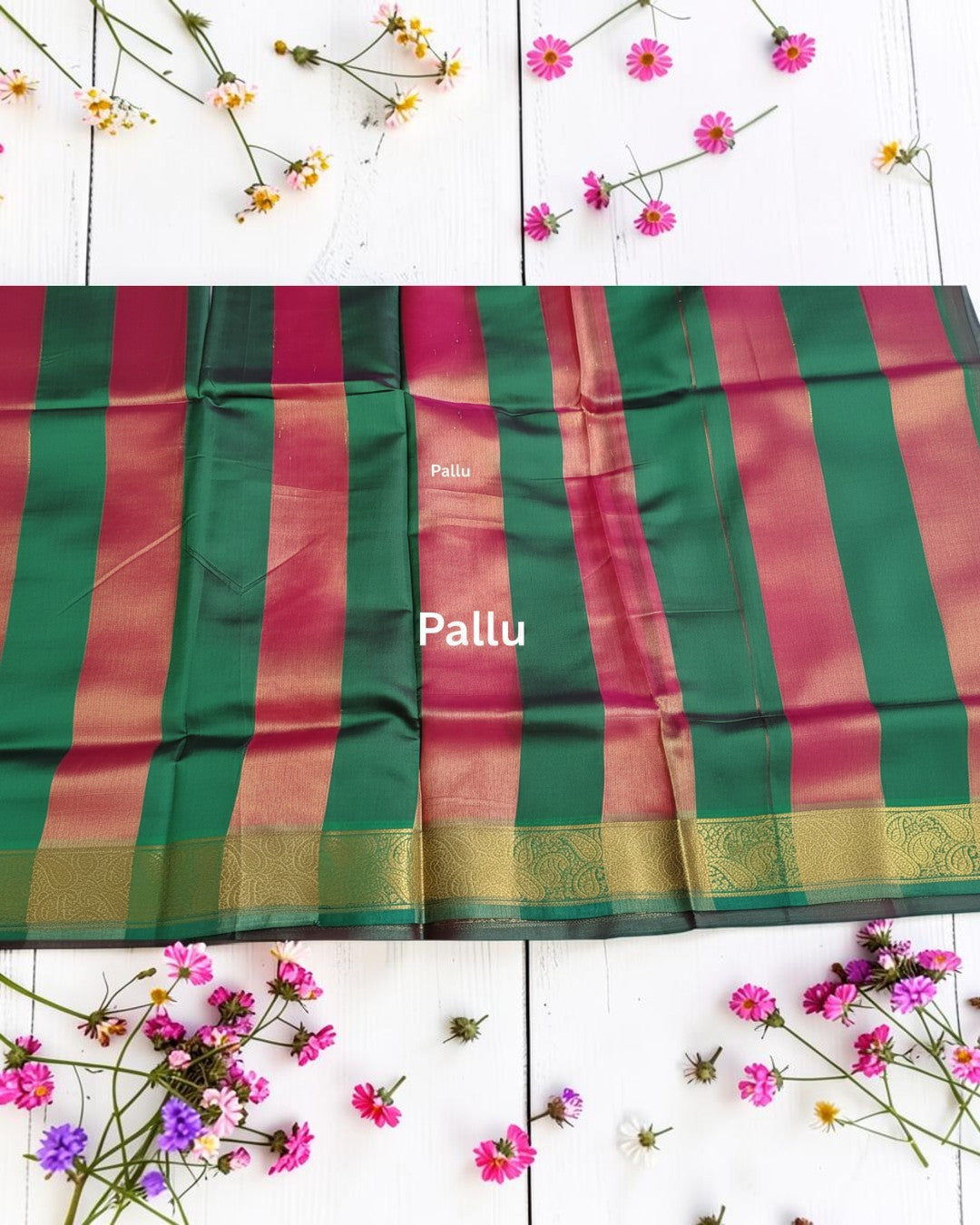 Crimson Red with Green Zari Silk saree