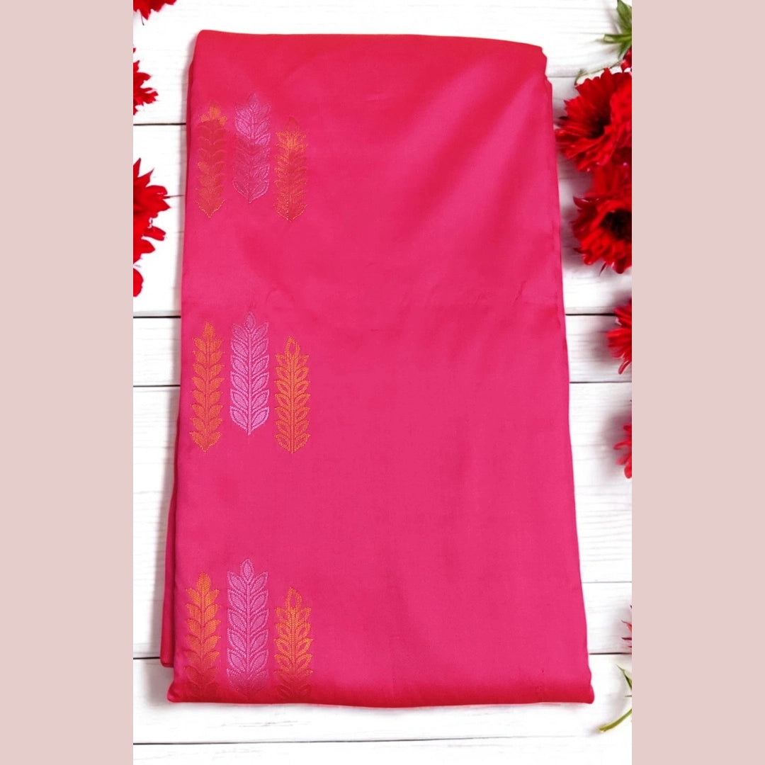 Hot Pink Copper Zari Silk Saree