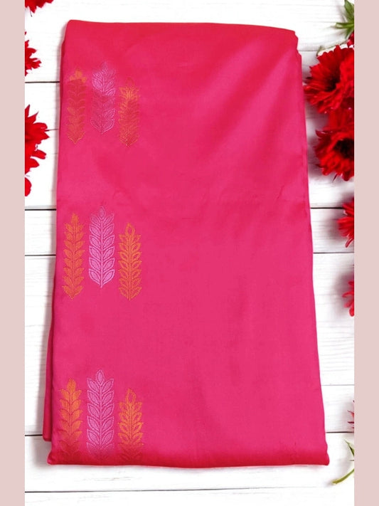 Hot Pink Copper Zari Silk Saree