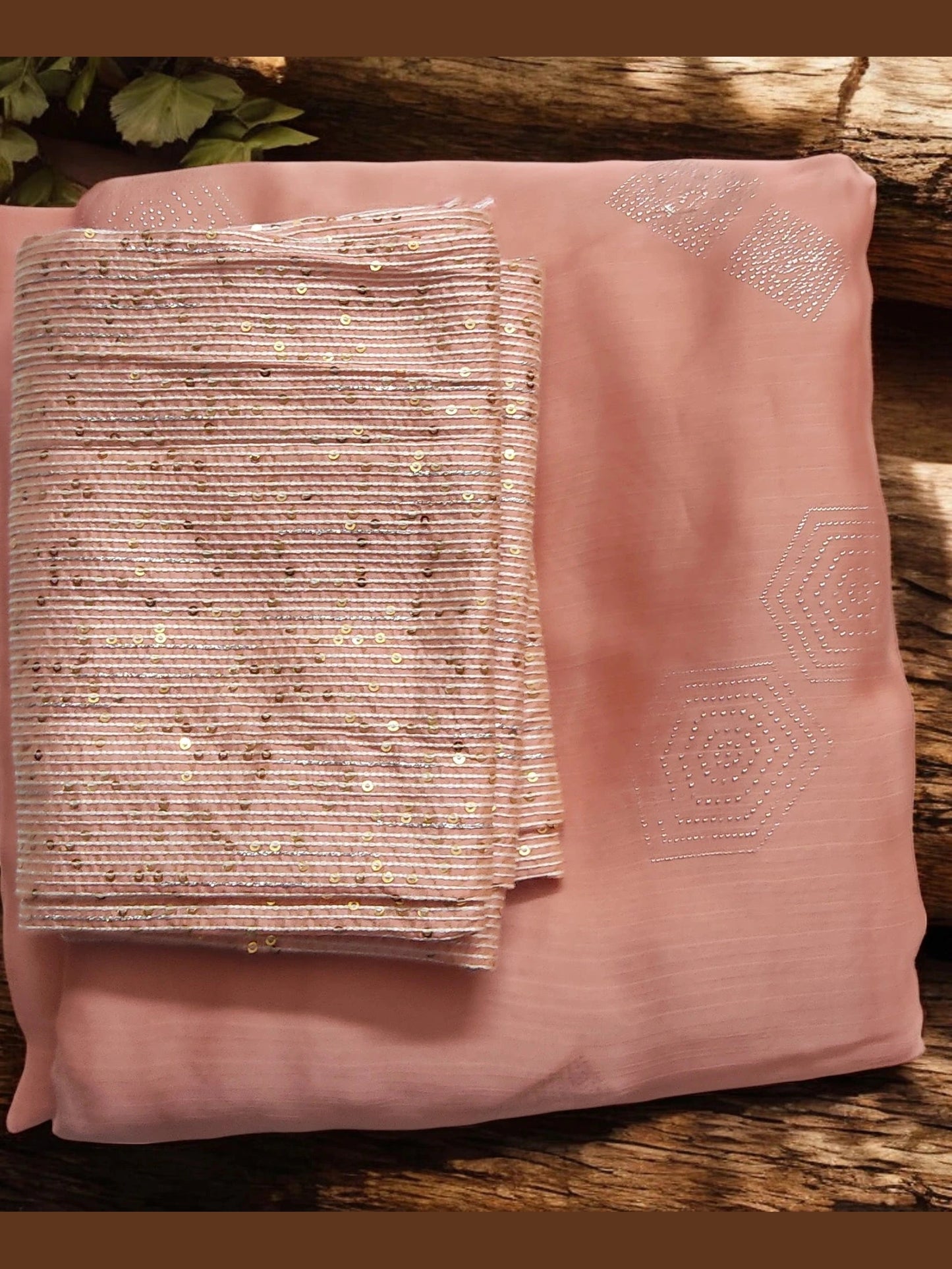 Designer Peach chiffon Saree