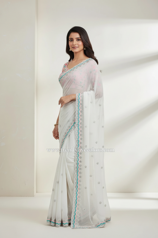 Embroidered Chiffon Saree