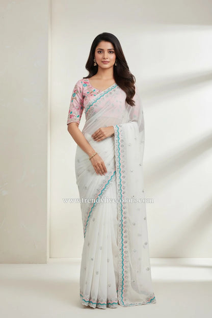 Embroidered Chiffon Saree