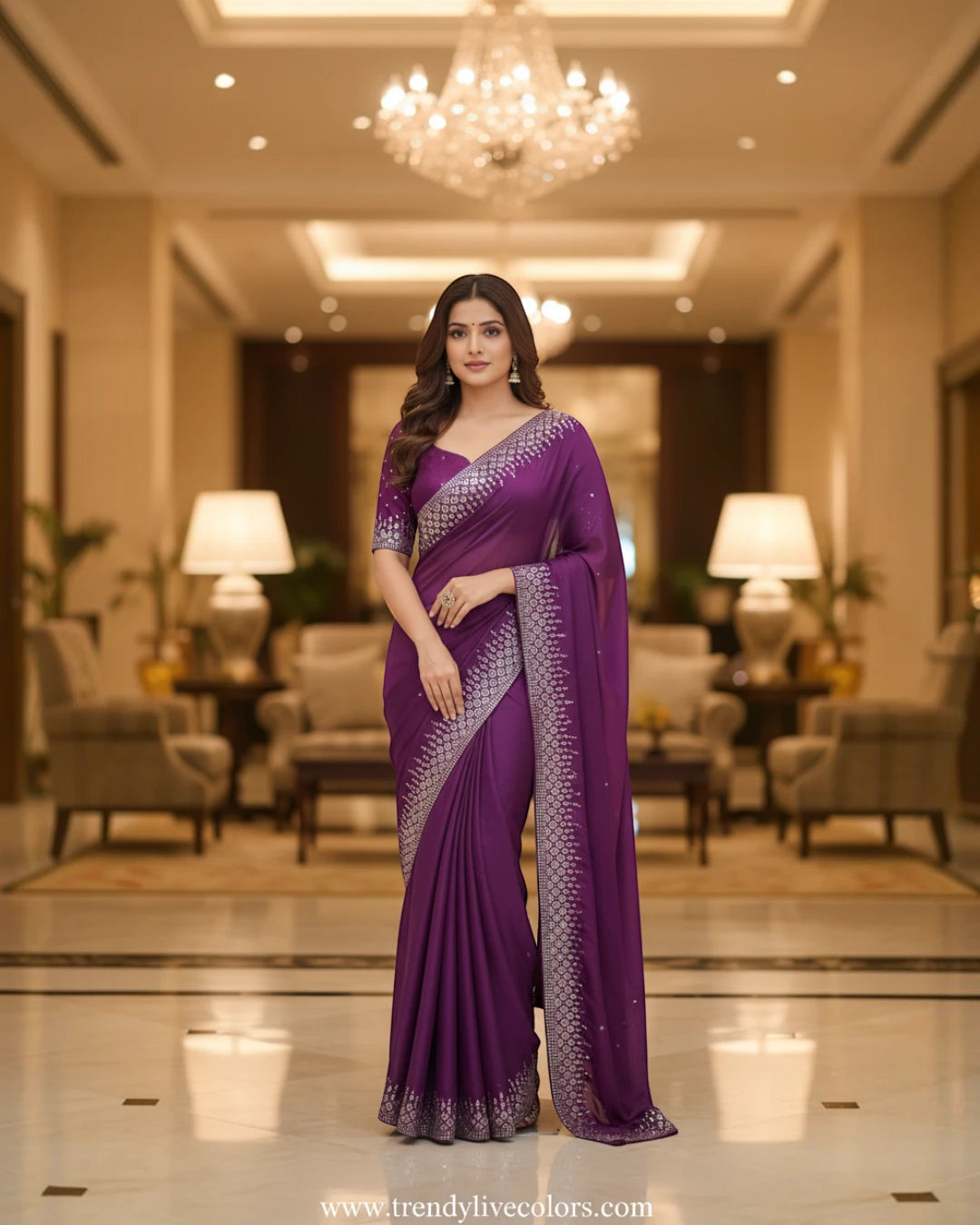fancy wine color silk saree