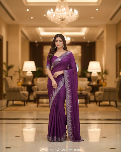 fancy wine color silk saree