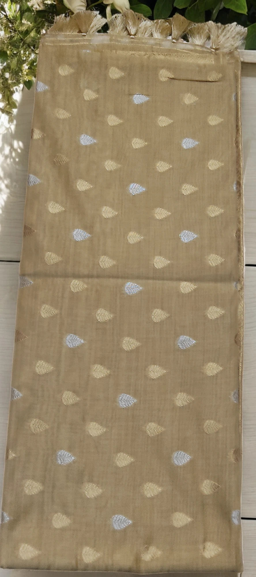 Premium Linen cotton saree-BROWN