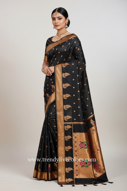 Black Phathani Silk Saree