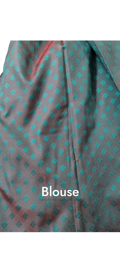 Kaveri pattu saree - Orange and Turquoise