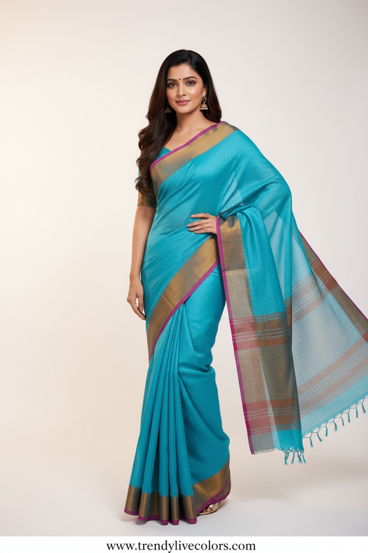 Sky Blue Kota cotton Saree