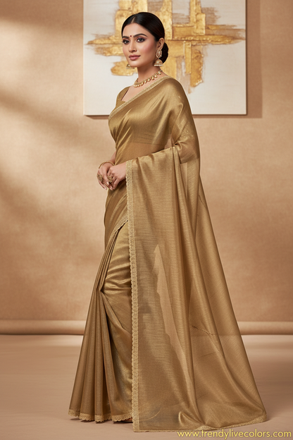 Golden Alia Shimmer Silk Saree