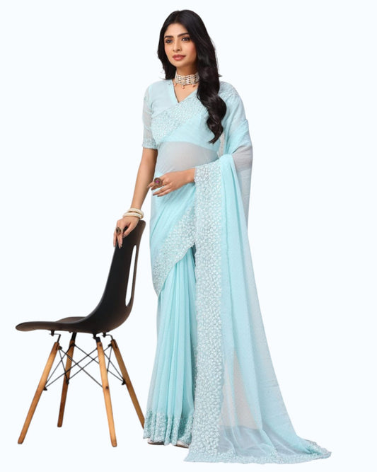 Sky blue Kangana Saree