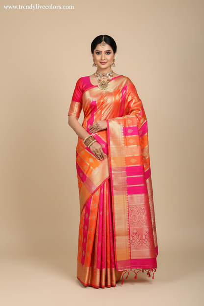 HOT PINK BANARASI SILK SAREE