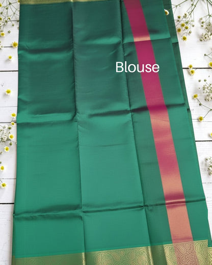 Crimson Red with Green Zari Silk saree
