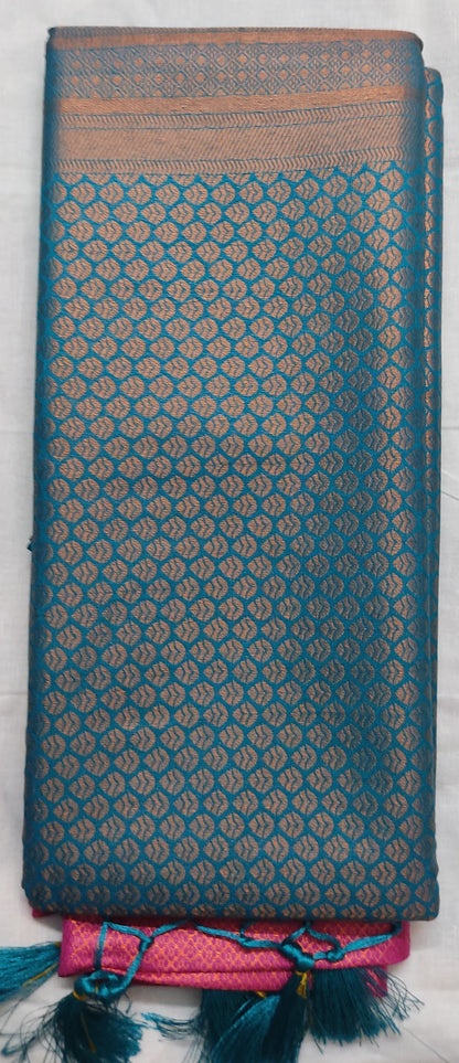 Blue Silk saree - Zari work