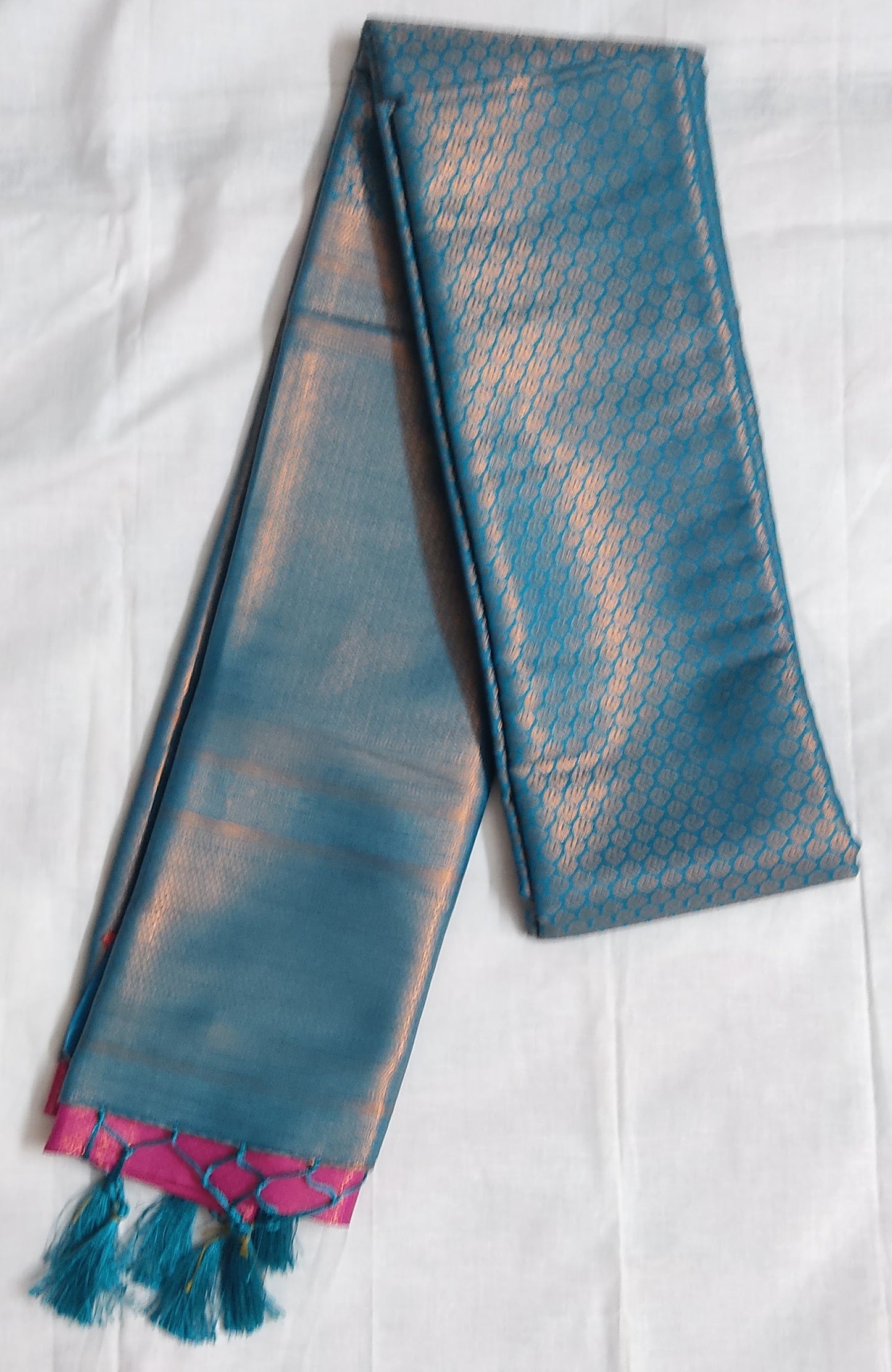 Blue Silk saree - Zari work