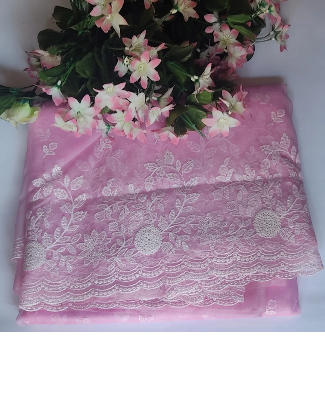 Pink Kora Organza Saree