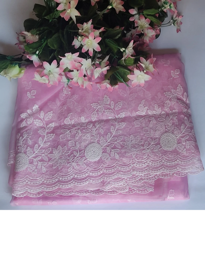 Pink Kora Organza Saree