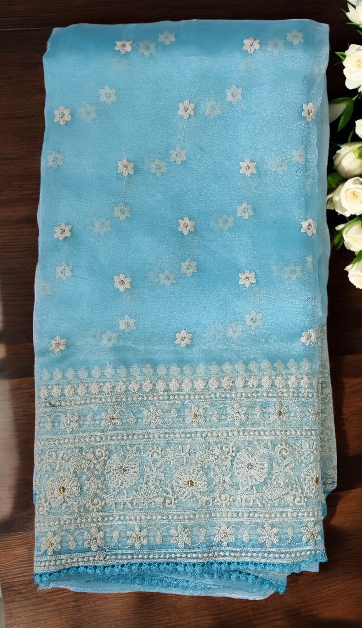 Designer Sky blue Shraddha Saree