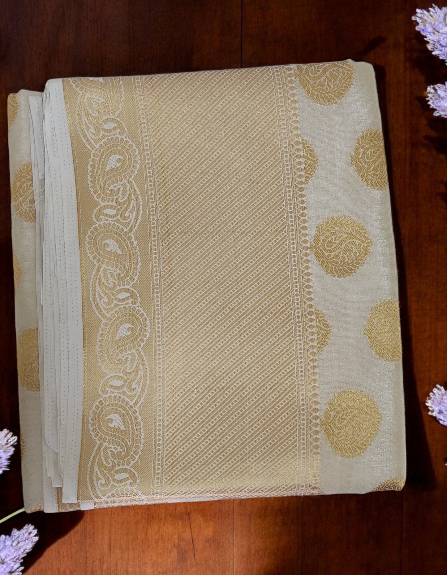 Golden Zari Cream Vidya Raw Silk