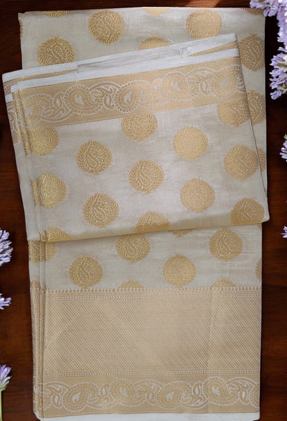 Golden Zari Cream Vidya Raw Silk