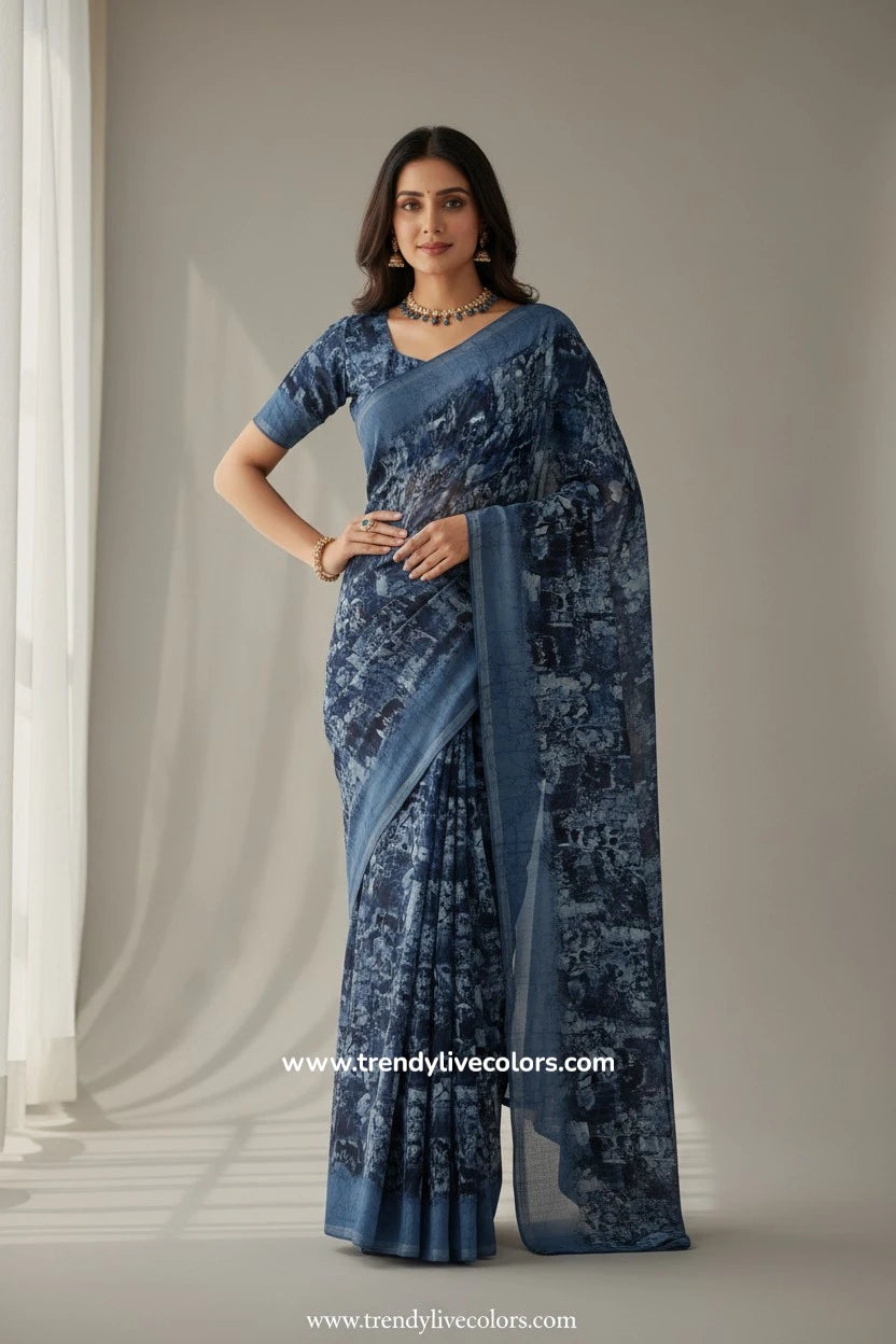 Daily wear Blue Soft Sarees