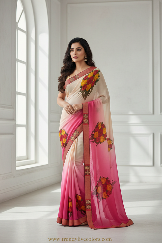 Rich Look Ombre Pink Saree