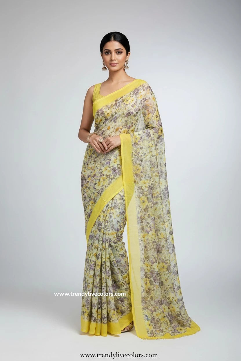High quality soft sarees - Yellow