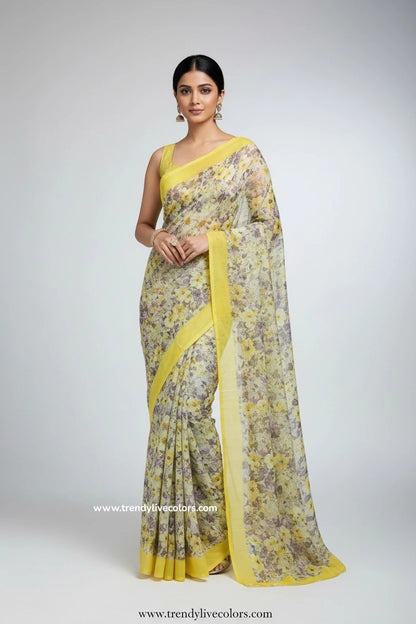 High quality soft sarees - Yellow
