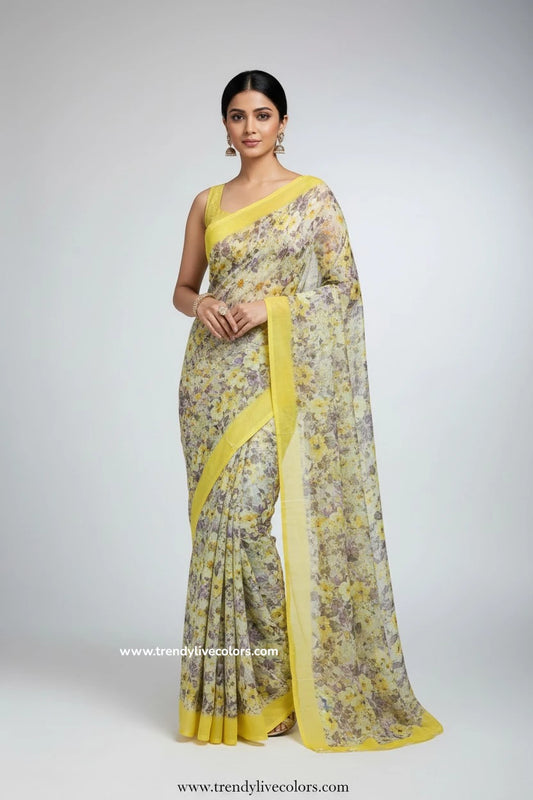 High quality soft sarees - Yellow