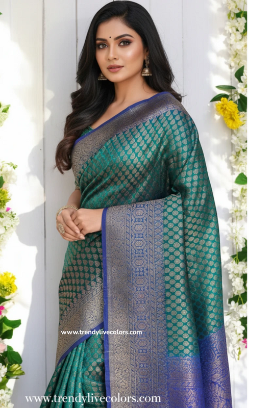 pothys green and blue silk saree