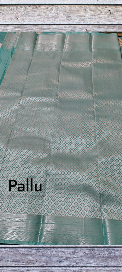 Turquoise Silver Zari Silk Saree