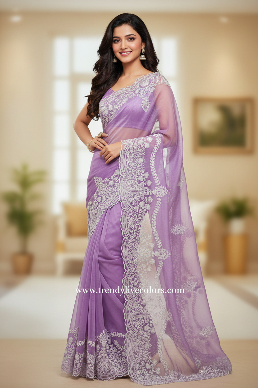 Lavender_Organza_saree