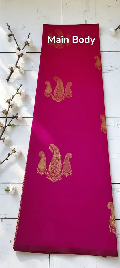 Royal Fuchsia Pink Silk Saree
