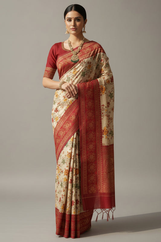 kashmiri pattern unique pashmina silk saree