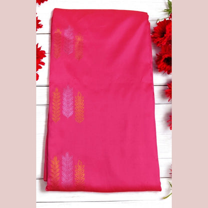 Hot Pink Copper Zari Silk Saree
