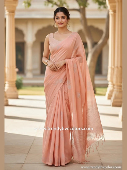 Designer Peach chiffon Saree