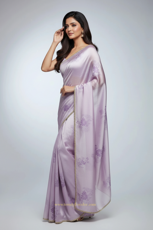Dreamy Lavender Floral Satin Silk