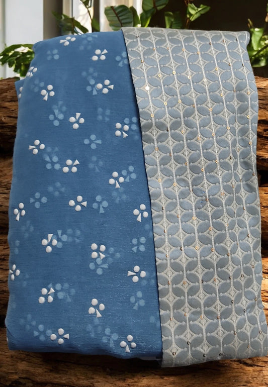 Floral Blue Georgette sarees