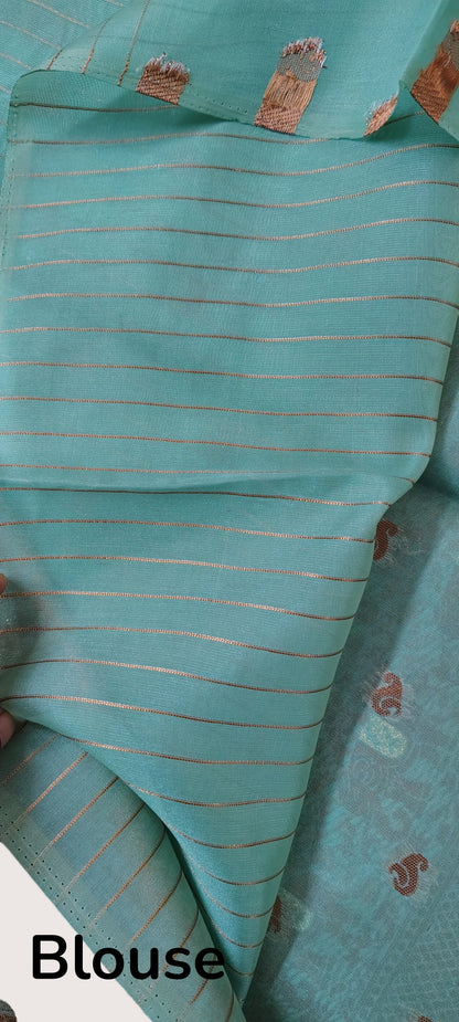 Turquoise organza Deepika silk saree