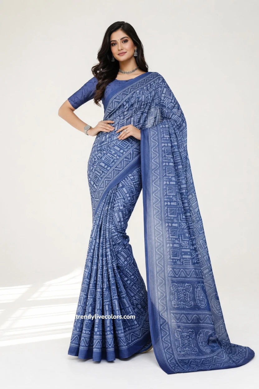 Blue Semi Silk Sarees