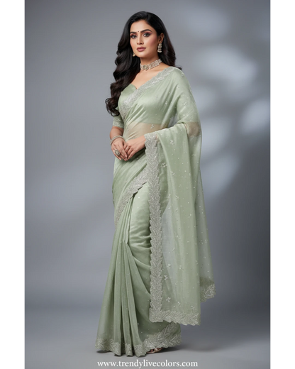 Sage Swarovski Luxe Organza Silk