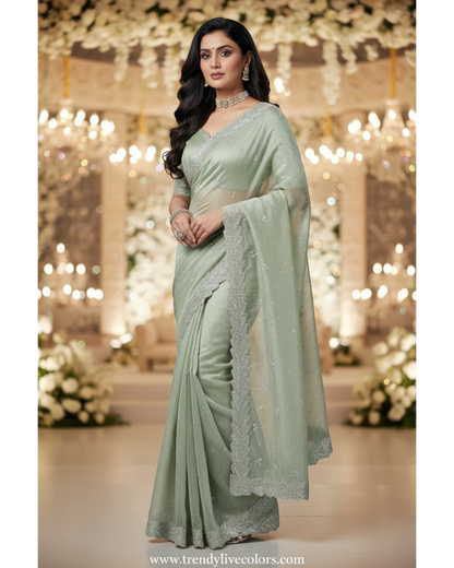 Sage Swarovski Luxe Organza Silk