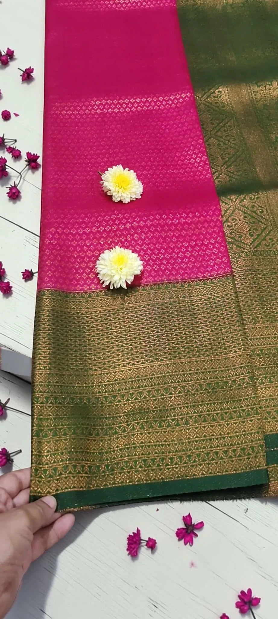 POTHYS Rani Pink Copper Zari Saree
