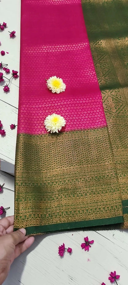 POTHYS Rani Pink Copper Zari Saree
