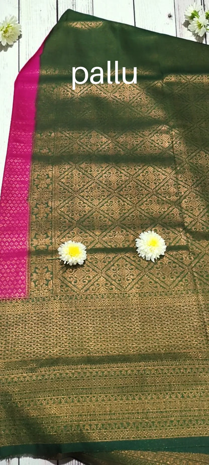 POTHYS Rani Pink Copper Zari Saree