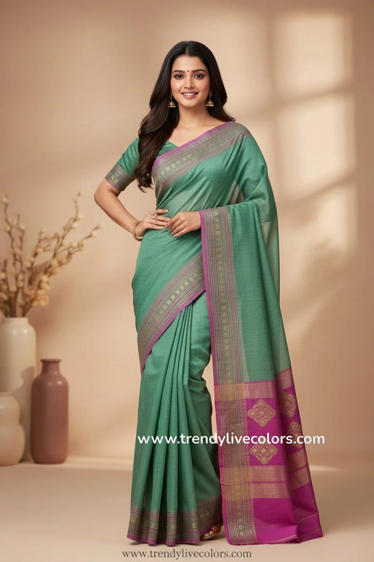 Aquamarine Green Kota cotton Saree